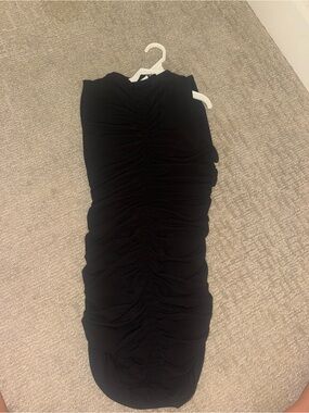 Zara Ruched Black Bodycon Mini Dress
